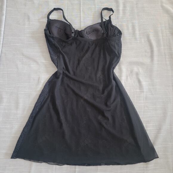 Fredericks of Hollywood Black Teddy Slip Lace Medium Nightie Grunge Whimsygoth - Picture 8 of 16